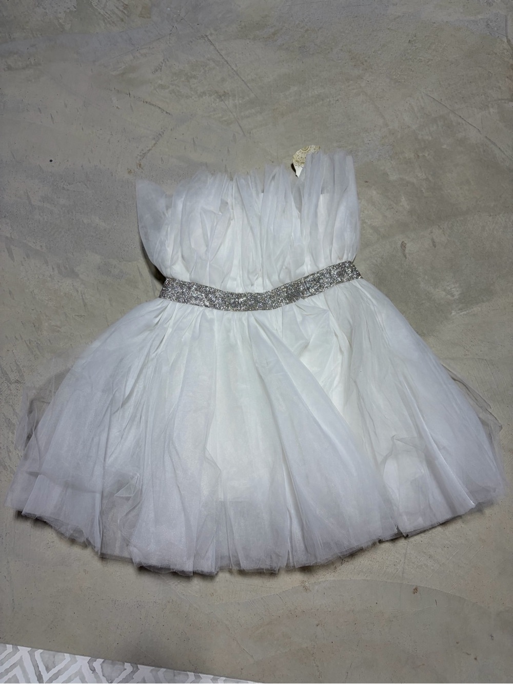 Altar’d state NWT White Tulle Party Dress with Rhinestone Waist small MSRP$90